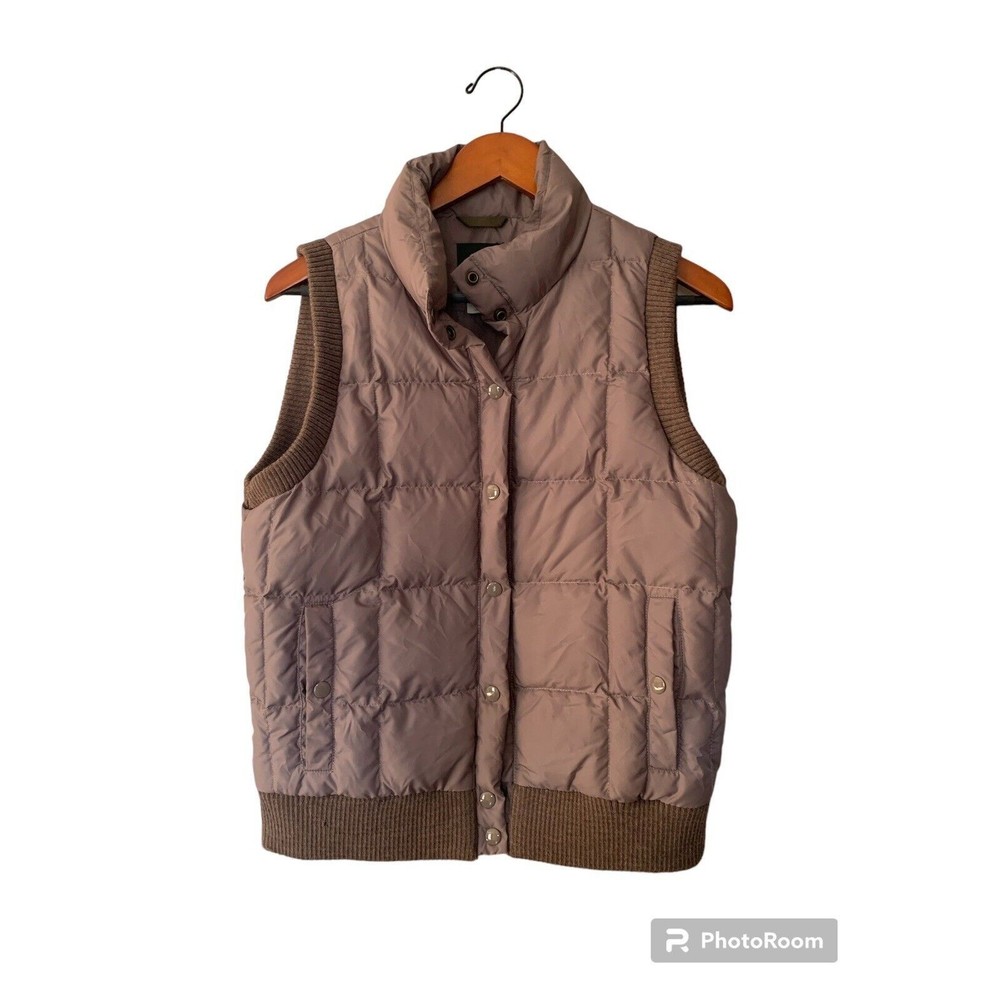 J Crew Vest Men Large Brown Outdoors Full Zip Quilted Sleeveless Coat Puffer